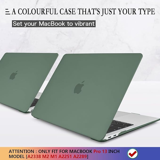 CISSOOK Case Compatible with MacBook Pro 13 inch 2025-2020 Release Model A2338 A2251 A2289, Hard Shell Case Midnight Green Cover with Keyboard Cover for MacBook Pro 13" M1 M2