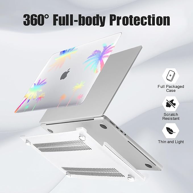 DTangLsm for M4 MacBook Air 13 inch Case 2025 2024-2022 M3 M2 A3240 A3113 A2681, Clear Plastic Hard Case for MacBook Air 13.6 inch Laser Print Laptop Shell&Keyboard Cover for Mac Air M4, Coconut Tree