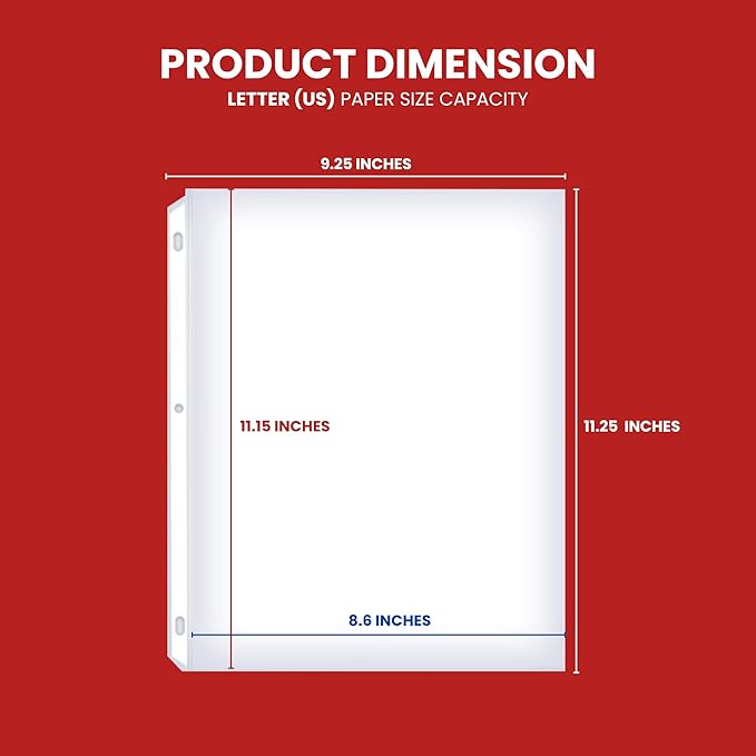 OfficeWerks Clear Sheet Protectors 8.5x11 for 3 Ring Binder, 35 Micron Plastic Sleeves, Top Loading, Reinforced Holes, Archival Safe, Durable Page Protectors for Documents and Binders (500)