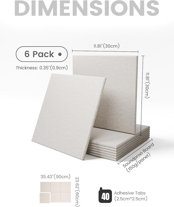 Large Felt Bulletin Board 36" x 24" Cork Board Alternative-6 Pack with 40 Safe Removable Adhesive Tabs, Cork Boards for Walls Cork Board for Home Office Classroom Pin Board - Oatmeal