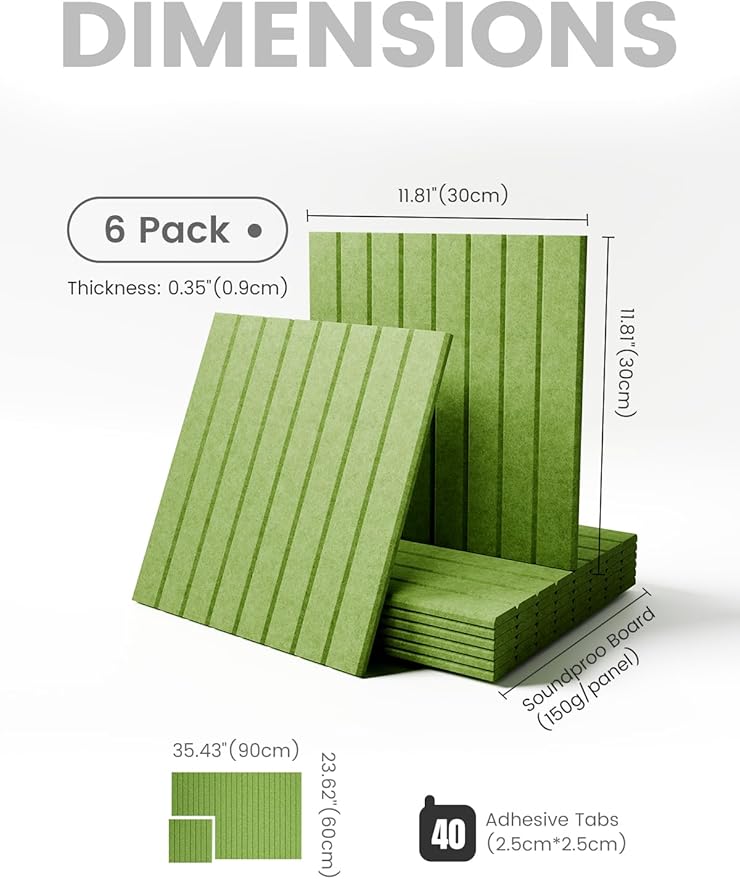 Large Felt Bulletin Board 48" x 36" Cork Board Alternative - 6 Pack with 40 Safe Removable Adhesive Tabs, Cork Boards for Walls Cork Board for Home Office Classroom Pin Board (Grass Green)