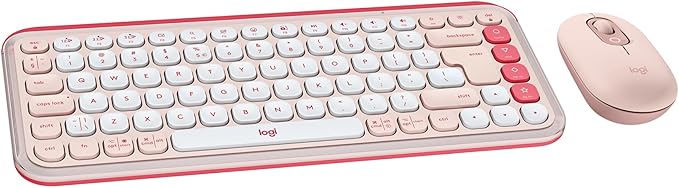 Logitech POP ICON Combo, Bluetooth Keyboard and Mouse Combo, Comfortable Typing, programmable Keys and Buttons, Quiet clicks, Easy-Switch up to 3 Devices - Rose