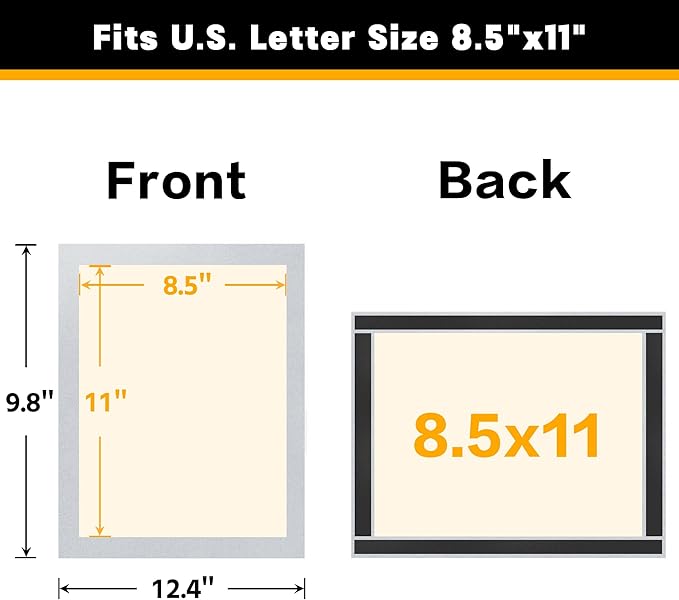 10Packs Magnetic Frames for Refrigerator & Metal Surfaces - 8.5x11 Magnetic Sign Holder - File/Paper/Document Holder with Photo/Picture/Poster Frame for Commercial/Home Use (Silver)