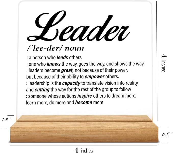 Best Leader Gifts for Women & Men - Thank You Appreciation Gifts for Boss & Mentor - Acrylic Desk Sign Office Decor