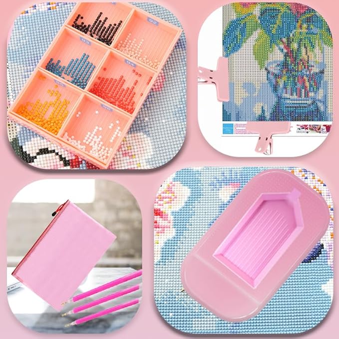 NLXCXUCY 244Pcs Diamond Art Accessories Kit All-Inclusive Diamond Painting Tool Set with A3 Diamond Painting Light Pad,Diamond Art Sealer Glue, Diamond Correction Pens, Storage Box for DIY Craft