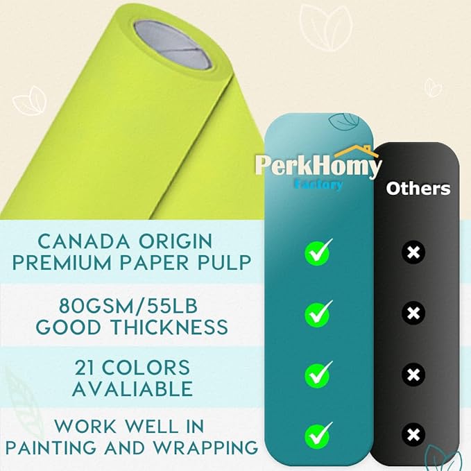 PerkHomy 24" x 2,400" (200') Neon Green Kraft Paper Roll for Craft Bulletin Board Paper Art Table Covering Crafting Gift Wrapping Bouquet Packing Parcel 80GSM 55LB (Neon Green, 24" x 200')