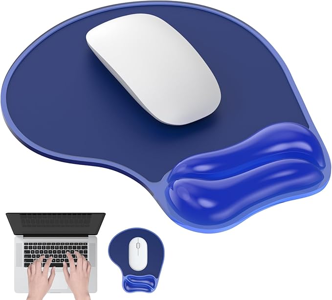 Mouse Pad with Gel Wrist Rest, Ergonomic Mouse pad Comfortable Computer Wrist Support for Laptop, Pain Relief Mousepad with Non-Slip PU Base for Office & Home Blue