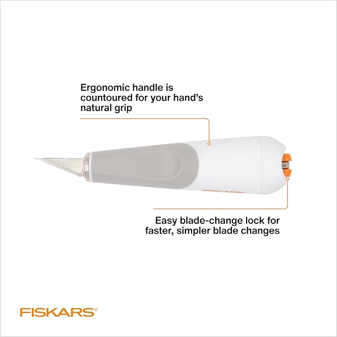 Fiskars Heavy-Duty Easy Change Detail Knife (with #2 Blade) - for Heavy and Thick Materials - Arts and Crafts