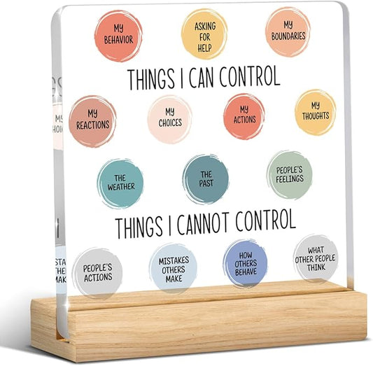 Therapy Office Decor, School Counselor Gifts, Mental Health Office Desk Decor, Gifts for Women Therapist Psychologist Counselors, Halloween Christmas Gift Things I Can Control Acrylic Sign