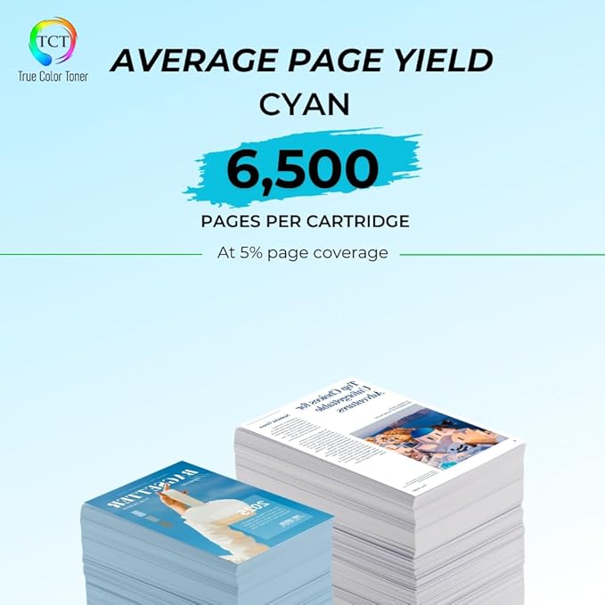 TCT TN810 Cyan Toner Cartridge - Compatible Replacement for Brother TN810 TN-810 Cyan Works with Brother HL‐L9410CDN L9430CDN EX470W MFC‐L9610CDN L9630CDN Printers (6,500 Pages)