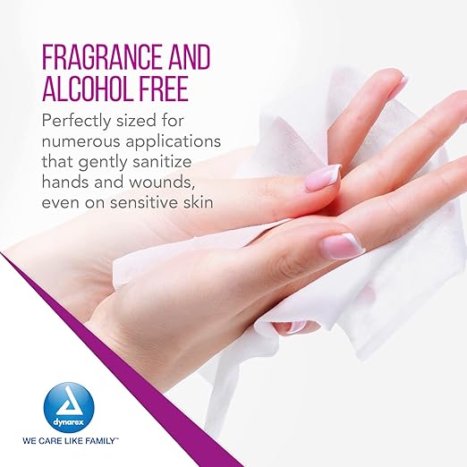 Dynarex BZK Antiseptic Towelettes - 5"x7" - Benzalkonium Chloride, Hand Sanitizing Wipes or First Aid Wound Wipes, 1 Case of 1000 (Packaging May Vary)