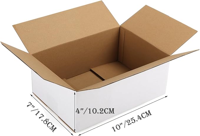 10x7x4 Shipping Boxes Set of 40, 3 Layers E Watts White Corrugated Cardboard Small Business Packing Box for Mailing, Moving