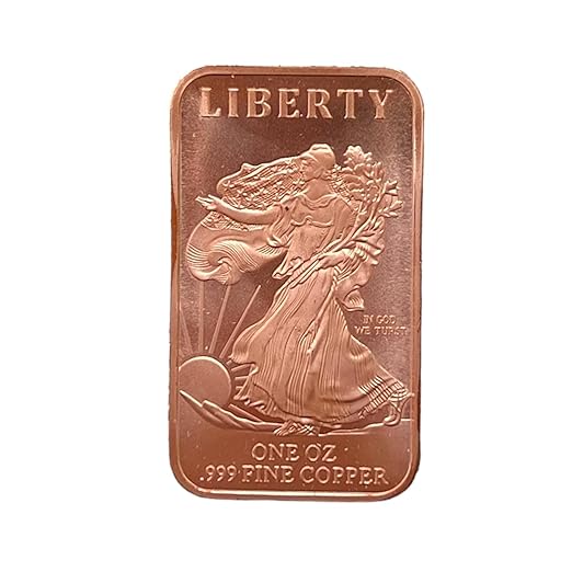 One (1) Ounce Walking Liberty Copper Bar by Unique Metals | Pack of 1 | .999 Fine Copper | Made in The USA