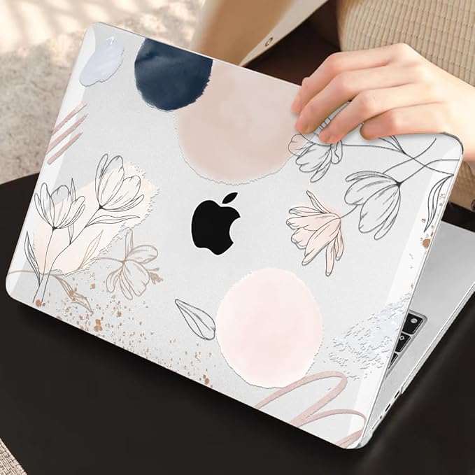 Compatible with MacBook Air 13.6 inch Case 2025 2024 2023 2022 Release A2681 A3113 A3420 Cover M4 M3 M2 Chip, Pattern Plastic Hard Shell Case Screen Film Keyboard Skin, Abstract Line Floral
