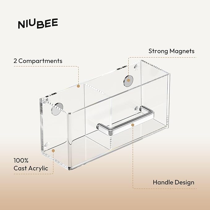 NIUBEE Magnetic Dry Erase Marker Holder for Whiteboard, Acrylic Magnetic Pen Holder for Refrigerator, Fridge, Locker, Magnet Pencil Cup Organizer for Classroom, Office, School, Home, Work, Desk