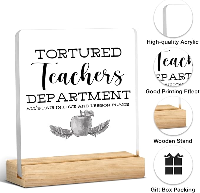 Funny Teacher Appreciation Gifts for Women Teacher Men Birthday Thank You Gifts Ideas for Teachers Office Desk Decor for Home Acrylic Sign Christmas Gift