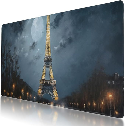 Paris Skyline Painting XXL Mouse Pad - Non-Slip Mouse Mat for Gaming & Work - Large 31.5 X 11.8 Inch Full Mouse Mouse Pad Protector