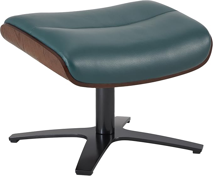 CHITA Genuine Leather Reclining Swivel Chair with Adjustable Headrest and Ottoman for Living Room, Teal