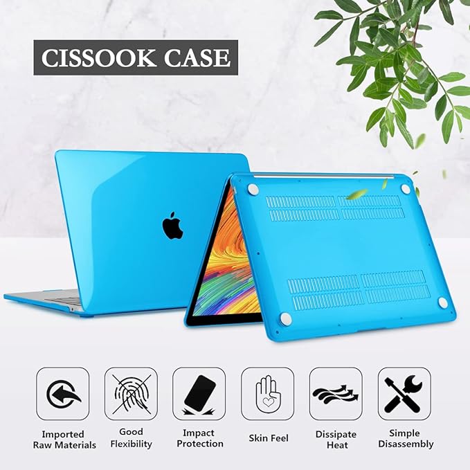 CISSOOK Laptop Case for MacBook Pro 13 Inch 2025-2016 Release Model A2338 A2251 A2289, Hard Shell Case with Keyboard Cover &Screen Protector for MacBook Pro 13" M1 M2 -Sky Blue