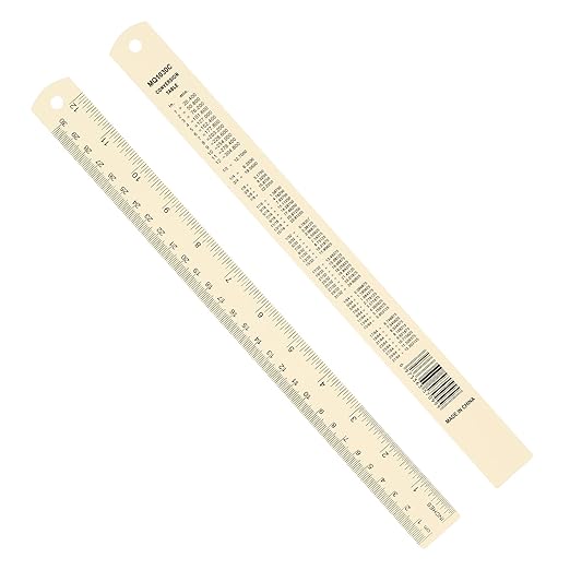 PATIKIL 30cm/12 Metal Ruler, 2 Pack Aluminum Alloy Rulers with Centimeters, Millimeters, Inches and Conversion Table Straight Edge Ruler for Writing Machinist Drafting, Yellow