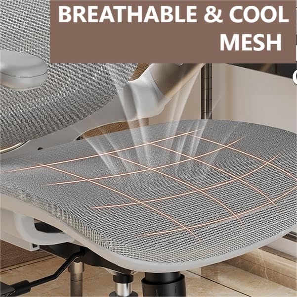 GABRYLLY Ergonomic Office Chair, High Back Home Desk Chair with Headrest, Flip-Up Arms, 90-120° Tilt Lock and Wide Cushion, Big and Tall Mesh Chairs for Man Woman, White Task Chair