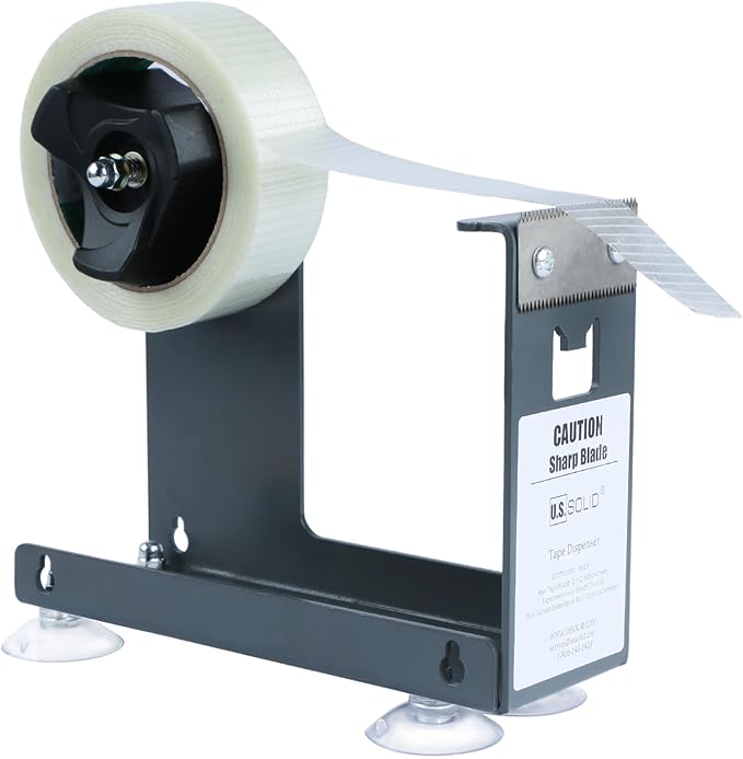 U.S. Solid Iron Desktop Tape Dispenser - 2.5 Inch Wide, 3 Inch Core, 3 Mounting Options, Extremely Durable