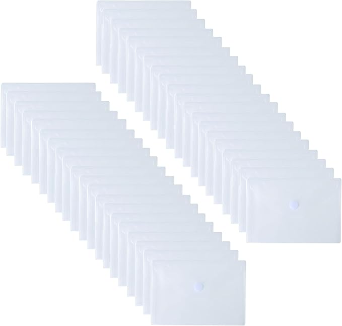 5.5’’ x 8.5’’ Clear Plastic Envelopes Cutting Dies Stencil Crafts Paper File Index Cards Holder 40 Pack Hook Loop Closure