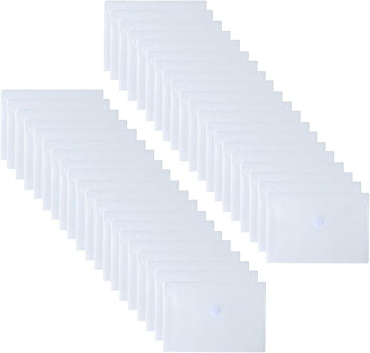 5.5’’ x 8.5’’ Clear Plastic Envelopes Cutting Dies Stencil Crafts Paper File Index Cards Holder 40 Pack Hook Loop Closure