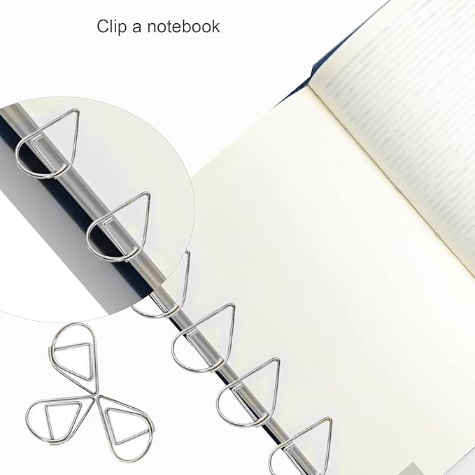 150 Pcs Small Silver Paper Clips Cute Paperclips Decorative Waterdrop Clips Basic Office Supplies for Photo Wedding Invitations