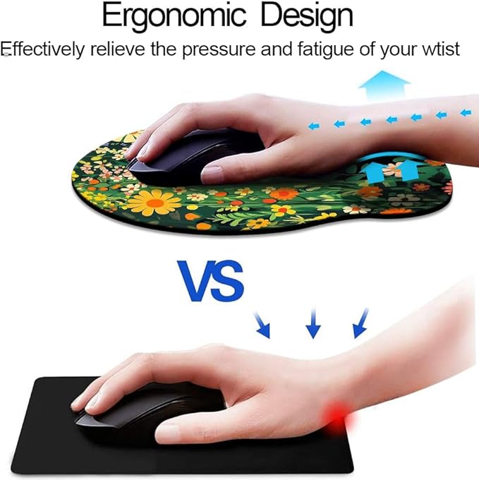 Ergo Comfort Gel Wrist Rest Mouse Pad-Ergonomic Office Mousepad with Wrist Support-Non-Slip, Design Desk Accessories Mat for Home&Game Decor Cute Black Cat