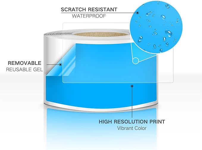 Rectangle Labels Sticker 3×5 Inch Vinyl Floor Stickers Color Coding Name Tags Roll Removable 200 PCS, Fluorescent Blue