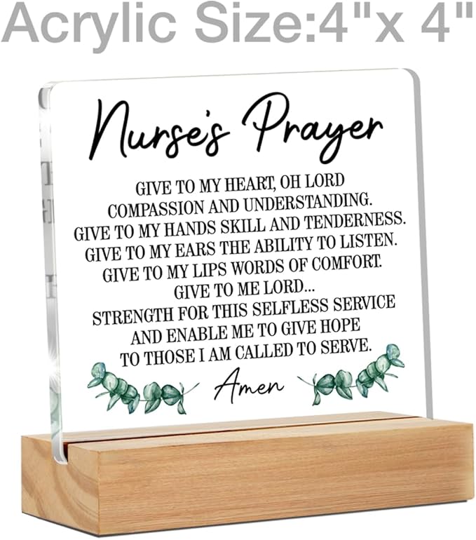 Gifts for Nurse, Appreciation Gifts for Nurses, Graduation Gifts for Future Nurses, Nurse Prayer Clear Desk Decorative Sign Home Office Acrylic Decor