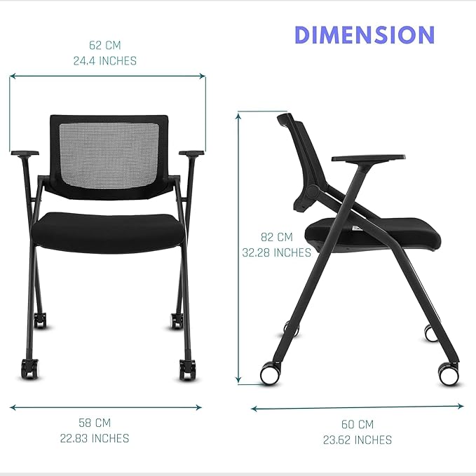 20 Pack Conference Room Chairs with Wheels and Paddle, Ergonomic Mesh Back and Arms for Home Office Desk Folding Chairs Black (10 Boxes)