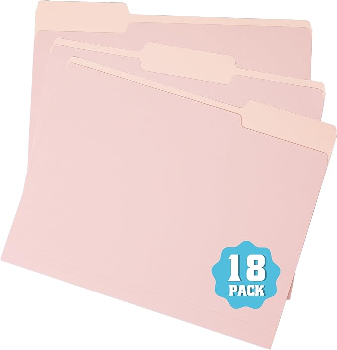Colored Two Tone File Folders,18 Pack Manilla Folders 8.5 x 11,Office Organization Home School Folders for Documents Files Paper(7611U)