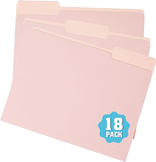 Colored Two Tone File Folders,18 Pack Manilla Folders 8.5 x 11,Office Organization Home School Folders for Documents Files Paper(7611U)