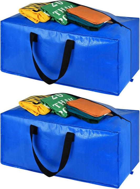 Moving Bags, Storage Totes, Extra Large Storage Bags for Moving Supplies, College Dorm Essentials, Bedroom Closet, Packing Bags with Backpack Handles Zipper Compatible with IKEA Frakta Cart（2 Pack）