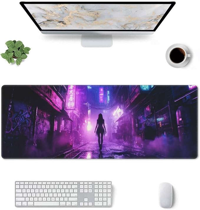Punk Mouse Pad 31.5 X 11.8 Inch Big Desk Rubber Base Stitched Edges Keyboard Pad XXL Mouse Mat for Home Game and Office