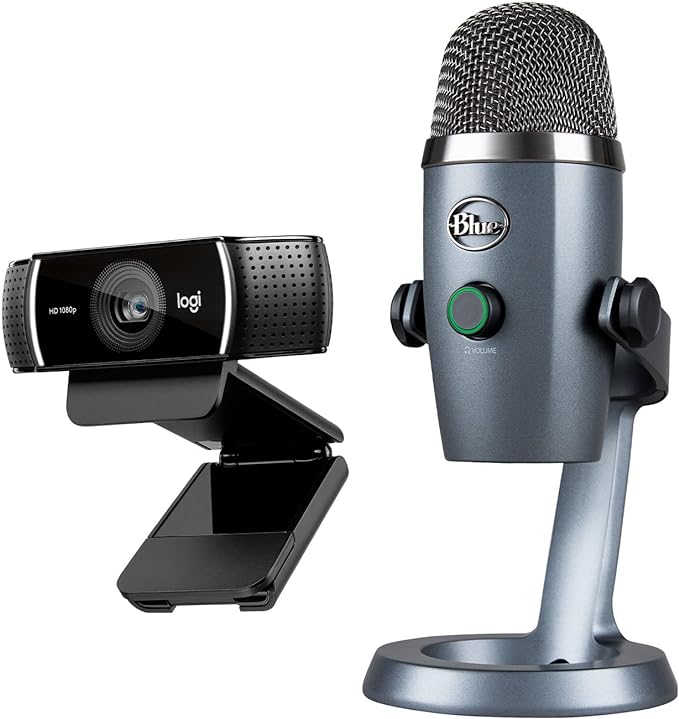 Logitech C922x Pro Webcam + Blue Yeti Nano - Perfect for Professional Video Calls, 1080p/30fps, 720p/60fps
