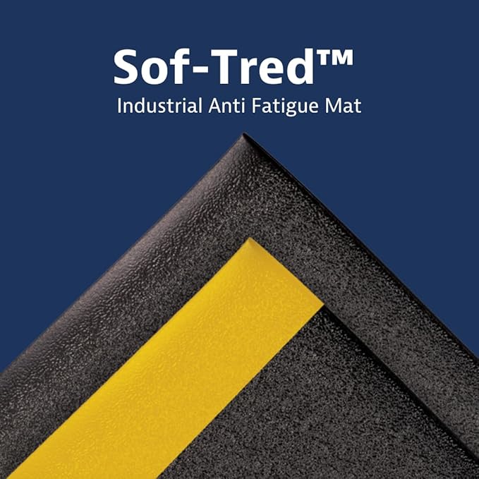 Notrax 411 Sof-Tred™ 3' x 12' x 3/8" Anti Fatigue Mat, Enhanced Slip Resistance with Beveled Edges and Pebbled Surface, Ideal for Industrial and Commercial Workplaces, Black, 411S3312BL