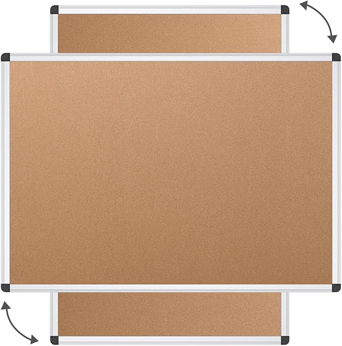 VIZ-PRO Large Cork Bulletin Board, 60 X 48 Inches, Wall-Mounted Corkboard with Silver Aluminium Frame for School, Office, and Home 5' X 4'