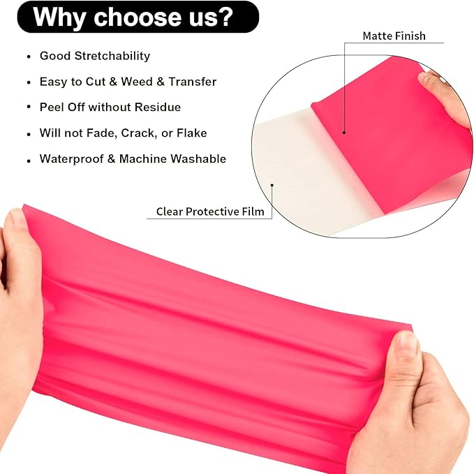 VINYL FROG Heat Transfer Vinyl Roll HTV Vinyl - 12" x5ft Hot Pink Iron on Vinyl for T-Shirts, Heat Press Vinyl for DIY Craft Designs (Neon Pink)