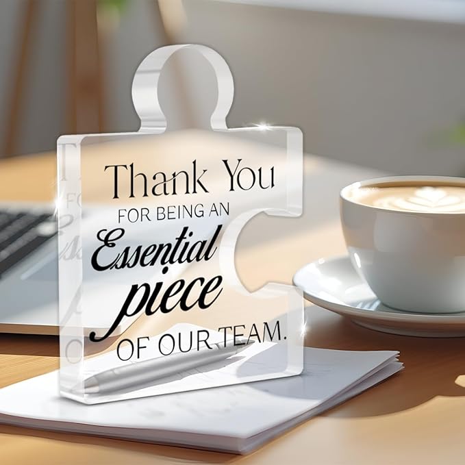Team Appreciation Gifts for Employees, Thank You Gift for Coworkers, Best Teams Ever Gifts Thank You for Being an Essential Piece of Our Team Acrylic Puzzle Piece Plaque Office Decor