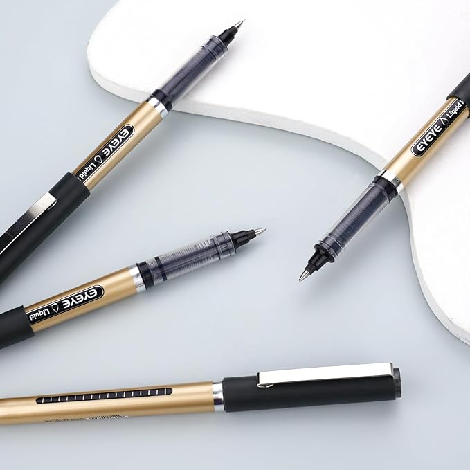 EYEYE 0.5mm Extra Fine Point Rollerball Pens 6 Black 6 Blue, Quick Dry Liquid Ink, Smooth Writing Fine Tip Pens for Journaling, Note Taking, Office & School Supplies