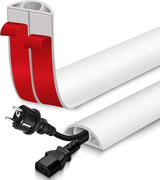 Floor Cord Cover for Wires on Floor Self Adhesive Cord Hider Floor Cable Management Wire Covers for Cords Protector Prevent Cable Trips Cord Cavity W 0.59" x H 0.31", White, 10Ft