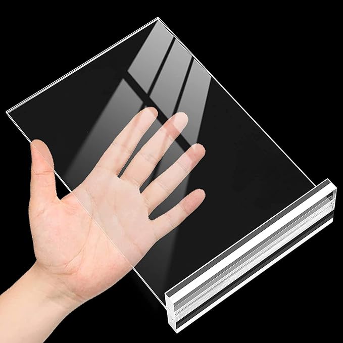 Acrylic Sign Holder 4x6 Inches 6 Pack T Shape Desktop Display Stand Vertical Double Sided Clear Table Menu Flyer Holder for Restaurants, Office, Shop, Wedding