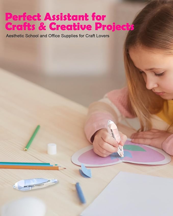 Retractable Glue Tape for Scrapbooking, 4 Pcs Double Sided Tape Roller for Crafts with 4 Extra Refills,16FT Scrapbook Tape Runner, Tape for Gift Wrapping Art Junk Journal School Office Supplies