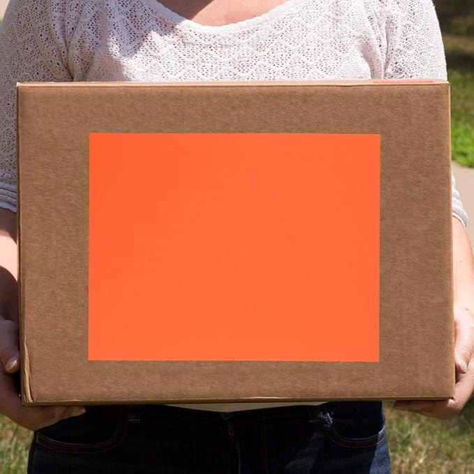 JAM PAPER Full Sheet Shipping Labels - Printable Sticker Paper - 8 1/2 x 11 - Orange - 10 Full Pages/Pack