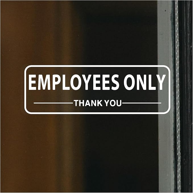 Employees Only Sign for Business Sign 9x3 Inch Sticker Vinyl Window Door Staff Signs Waterproof UV Proof Decal 5 Pack