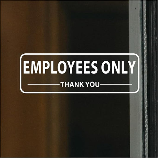Employees Only Sign for Business Sign 9x3 Inch Sticker Vinyl Window Door Staff Signs Waterproof UV Proof Decal 5 Pack