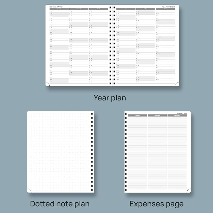 POPRUN 2026 Planner (Large - 8.5" x 10.5") with Hourly Schedule, Vertical Layout - 2026 Weekly Calendar (Jan. 2026 - Dec.2026) for Time Management, Monthly Tabs, Spiral Bound, Soft Cover - Pacific Green